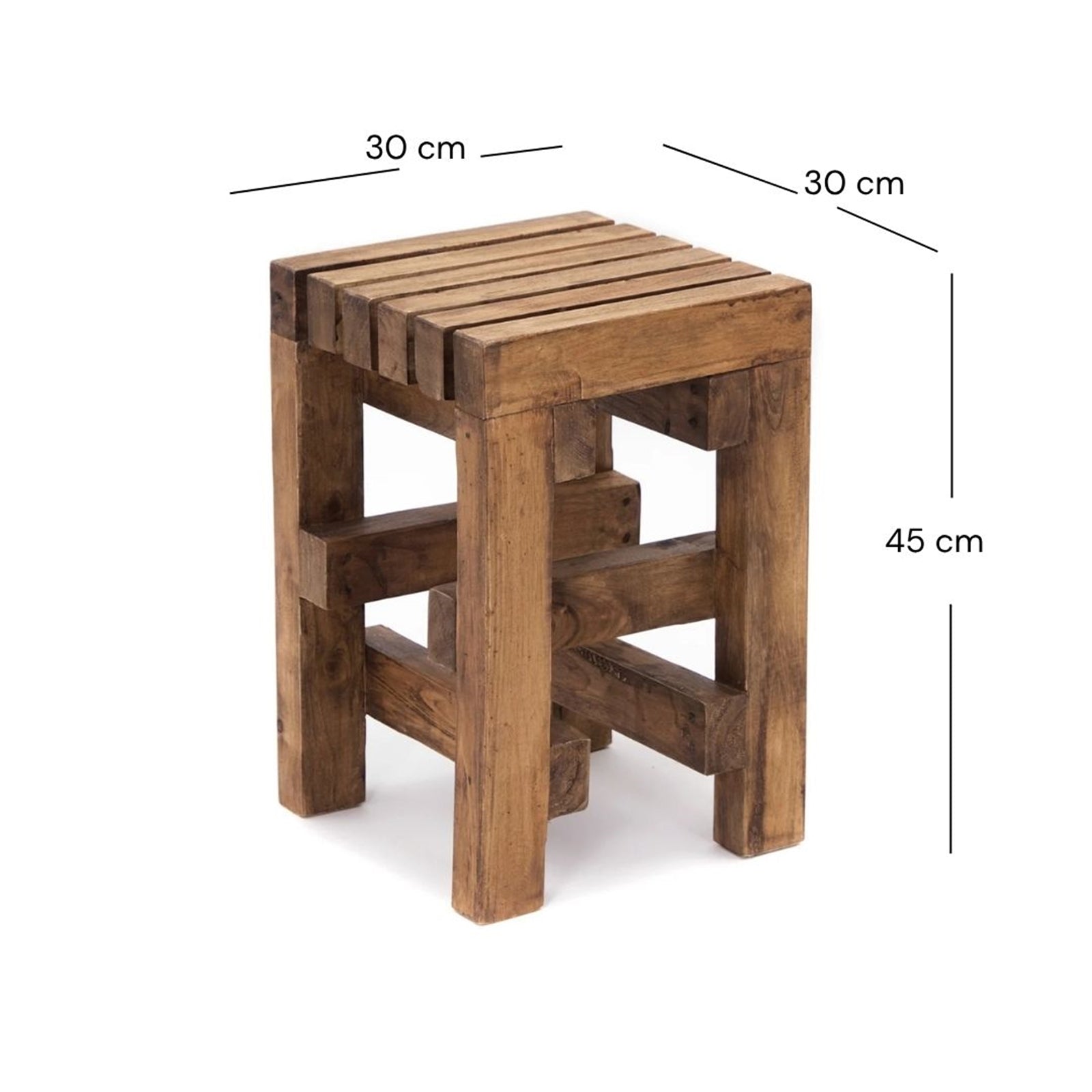 HOLZ HOCKER "TETRIS" | Mahagoni Holz, 45 cm | Blumenhocker