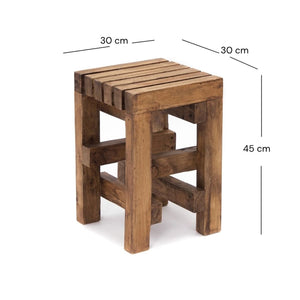 HOLZ HOCKER "TETRIS" | Mahagoni Holz, 45 cm | Blumenhocker