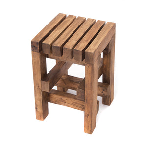 HOLZ HOCKER "TETRIS" | Mahagoni Holz, 45 cm | Blumenhocker