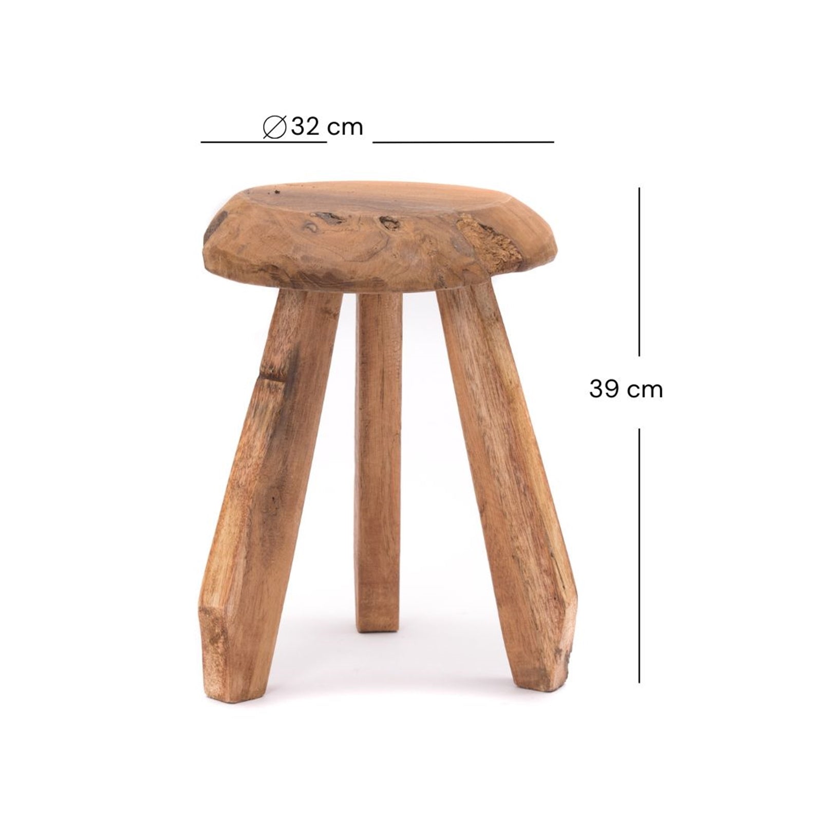 RUNDER HOCKER "HEIDI" | 39 cm, Mahagoni Holz | Melk Schemel