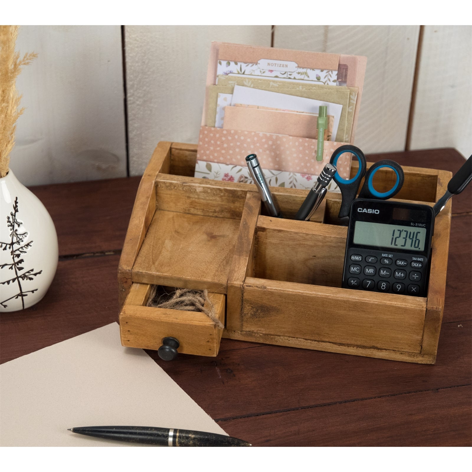 TISCH ORGANIZER "STUDY" | Mahagoni Holz, 27 cm | Büroorganizer