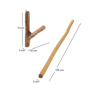 GARDINENSTANGE VARA | Teak 165cm Deko Ast Aufhänger Wandhalter Stange