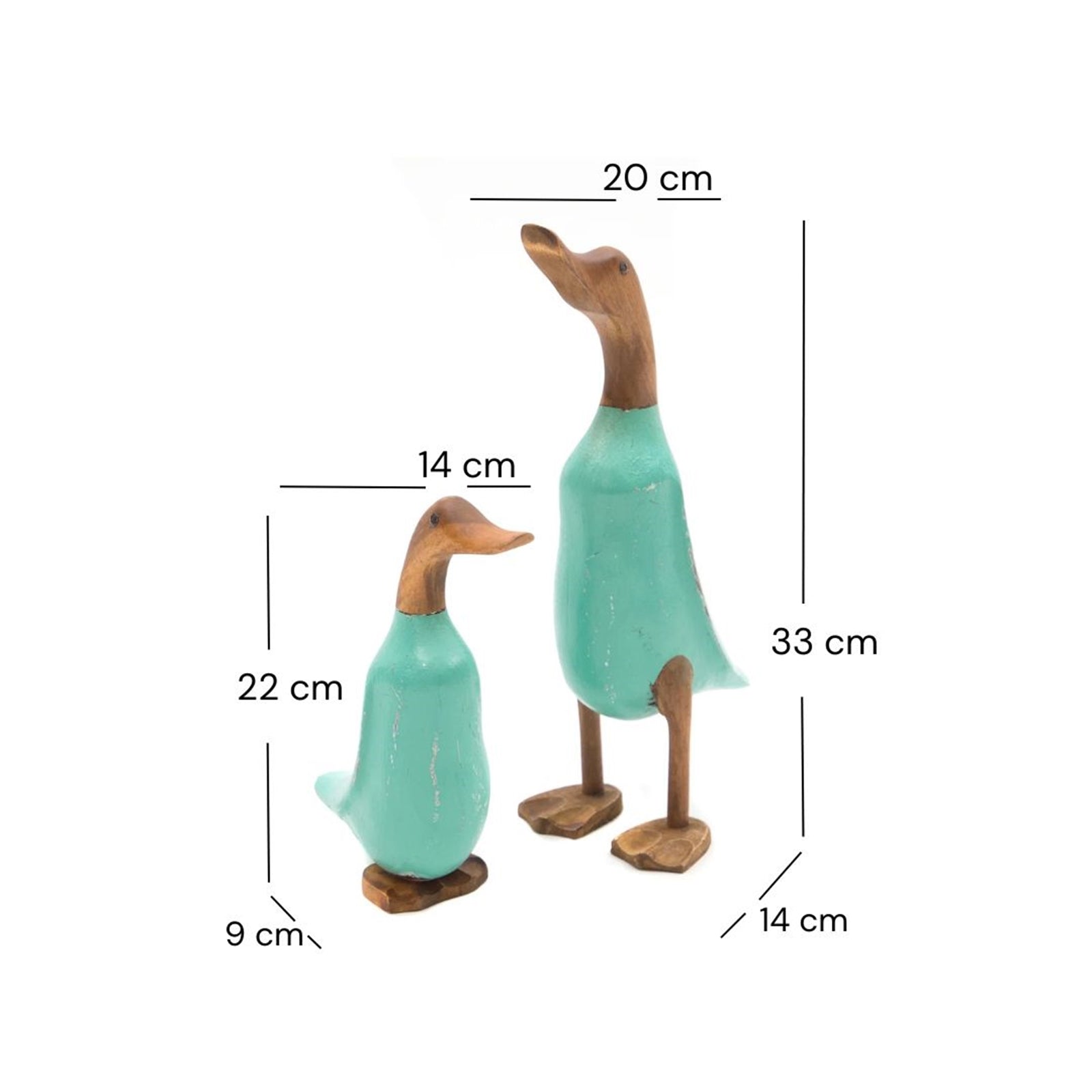 HOLZ ENTE "DUCK" | Mahagoni & Teakholz, 2-teilig | Deko Figur