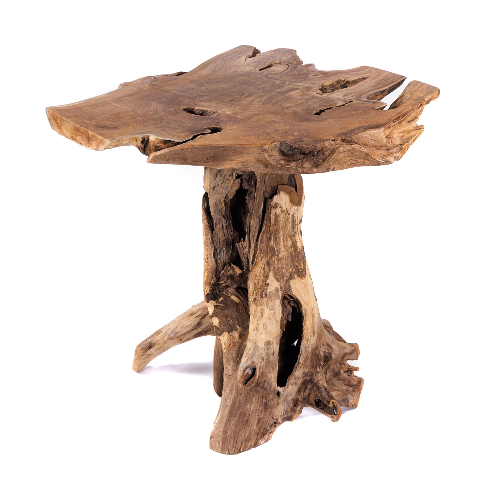WURZEL BAR TISCH "ROOTS" | Teakholz, 122 cm | Baumstamm Stehtisch