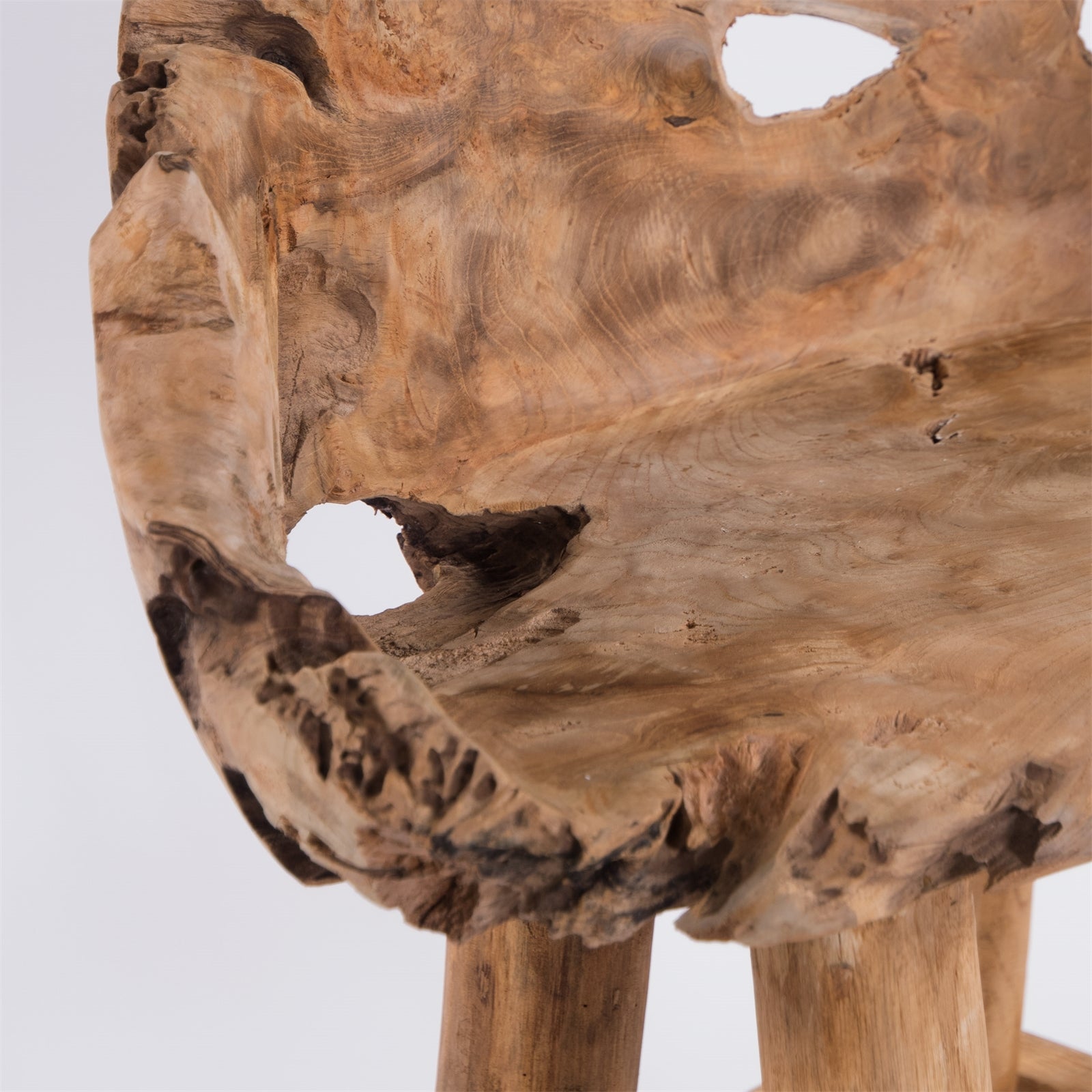 BAUMSTAMM BAR HOCKER "NALU" | Teak, 107 cm | Sitzhocker mit Lehne