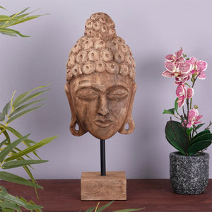 BUDDHA SKULPTUR "BALI" | Mangoholz, 49cm | Deko Maske, Buddha Figur