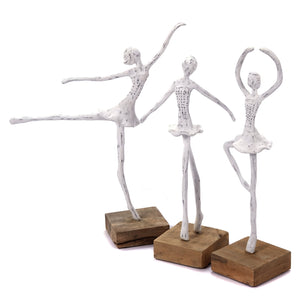 BALLERINA SKULPTUR "BALLETT II" | Weiß | Ballett Tänzerin Pirouette