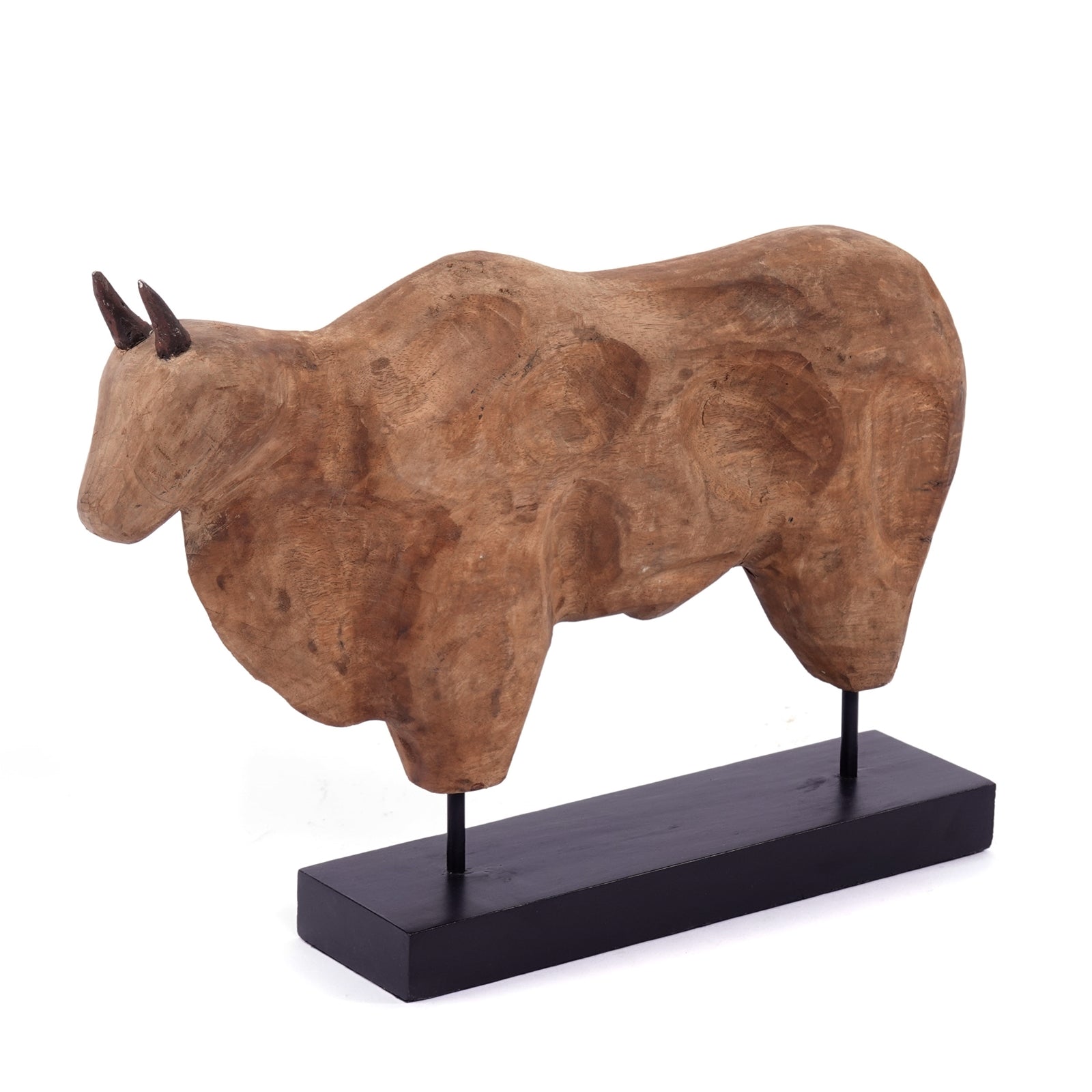 STIER SKULPTUR "BULL" | Mangoholz, 48cm | Holz Bulle, Stier Aufsteller