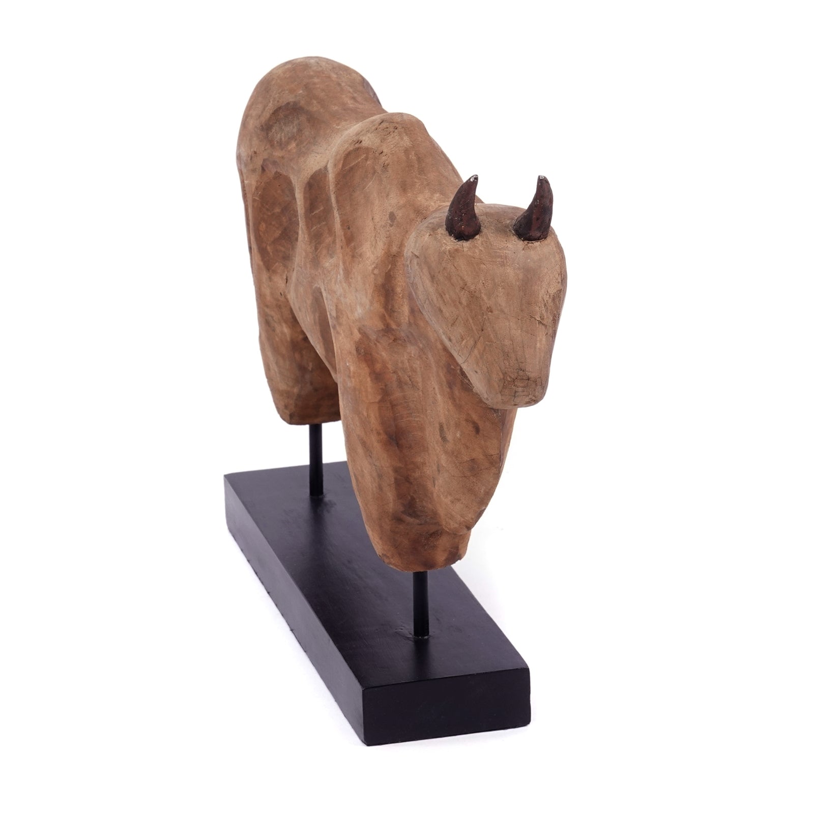 STIER SKULPTUR "BULL" | Mangoholz, 48cm | Holz Bulle, Stier Aufsteller