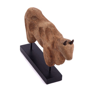 STIER SKULPTUR "BULL" | Mangoholz, 48cm | Holz Bulle, Stier Aufsteller