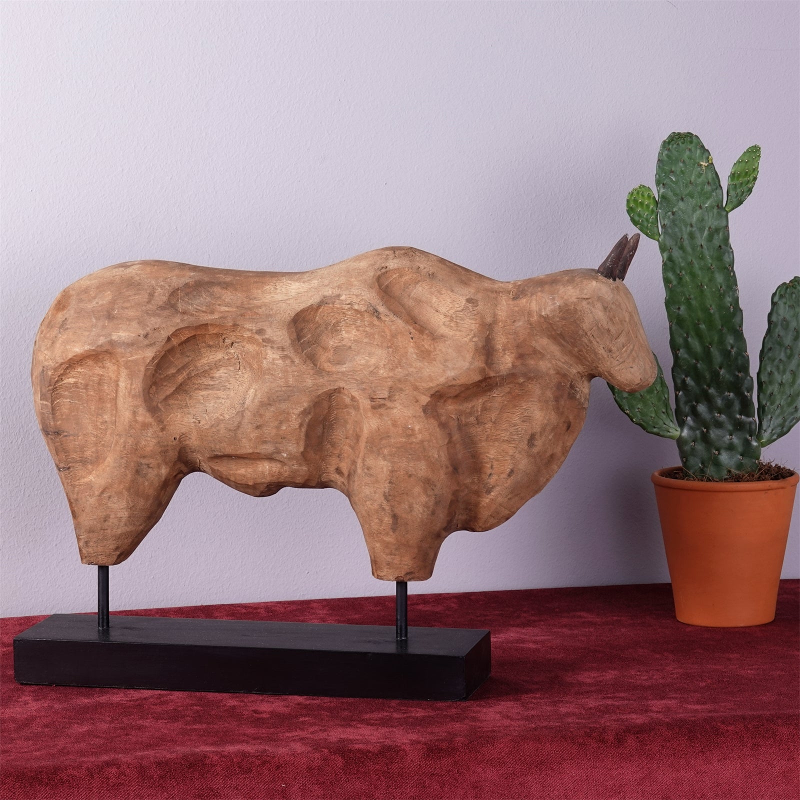 STIER SKULPTUR "BULL" | Mangoholz, 48cm | Holz Bulle, Stier Aufsteller