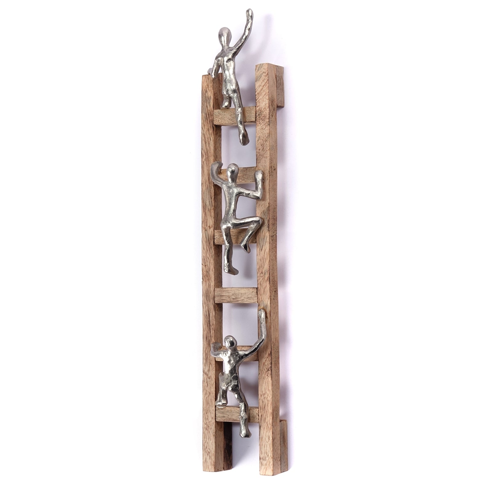 WAND SKULPTUR "CLIMB" | Mangoholz, 58cm | Wanddeko, Wandbild Leiter