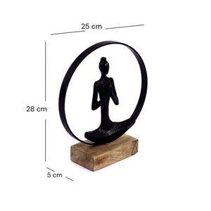 SKULPTUR "NAMASTE" | Mangoholz, Aluminium | Yoga Deko Figur