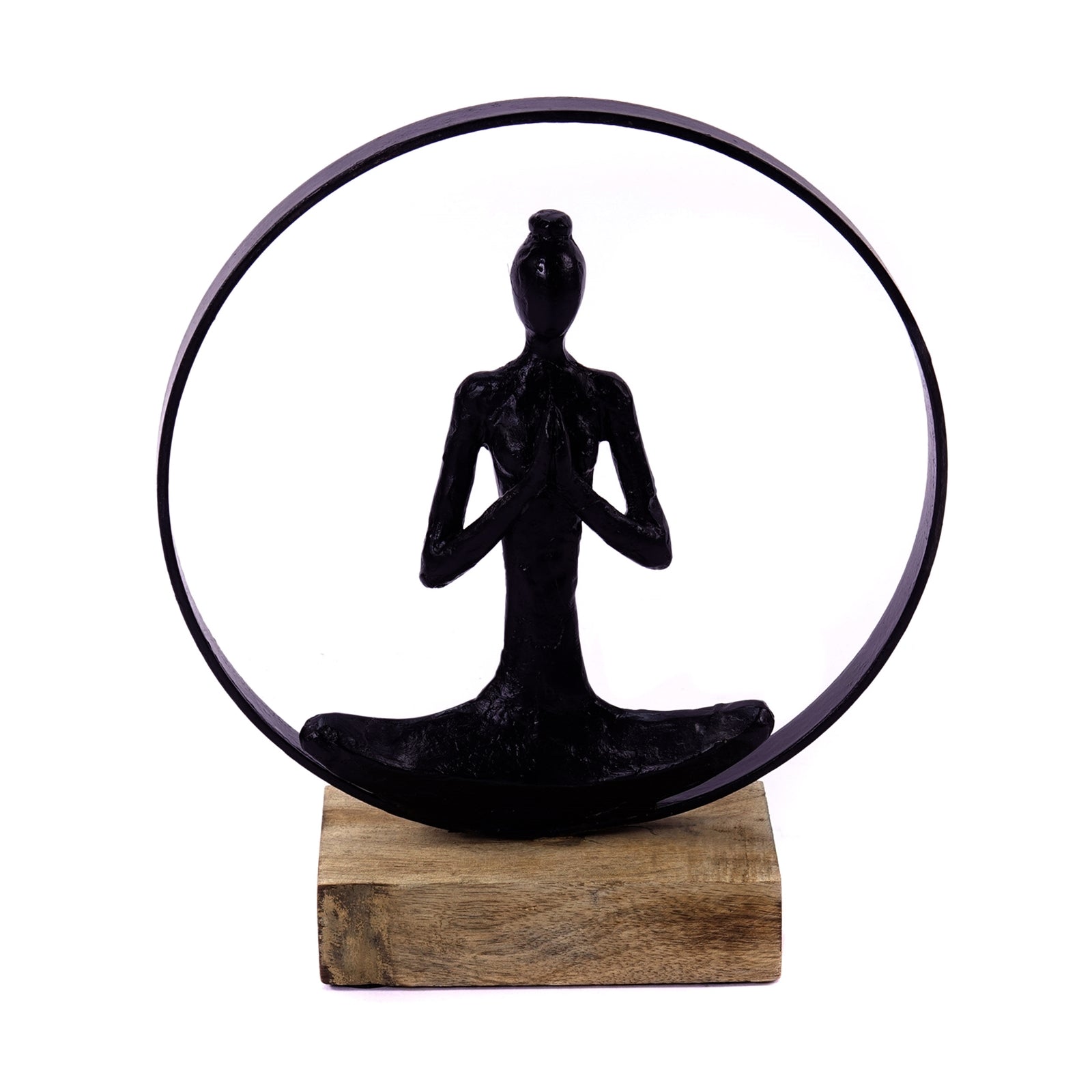 SKULPTUR "NAMASTE" | Mangoholz, Aluminium | Yoga Deko Figur