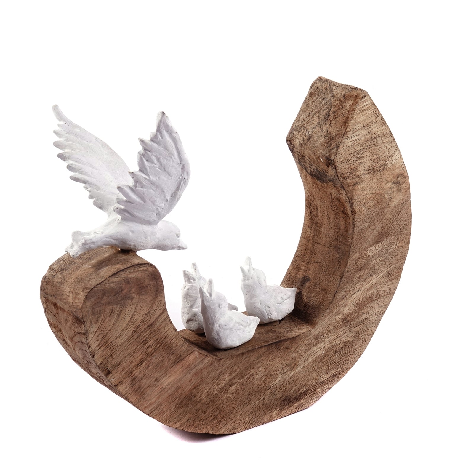 SKULPTUR "BIRD FAMILY" | Mangoholz, 29cm | Vogel Deko Objekt, Figur