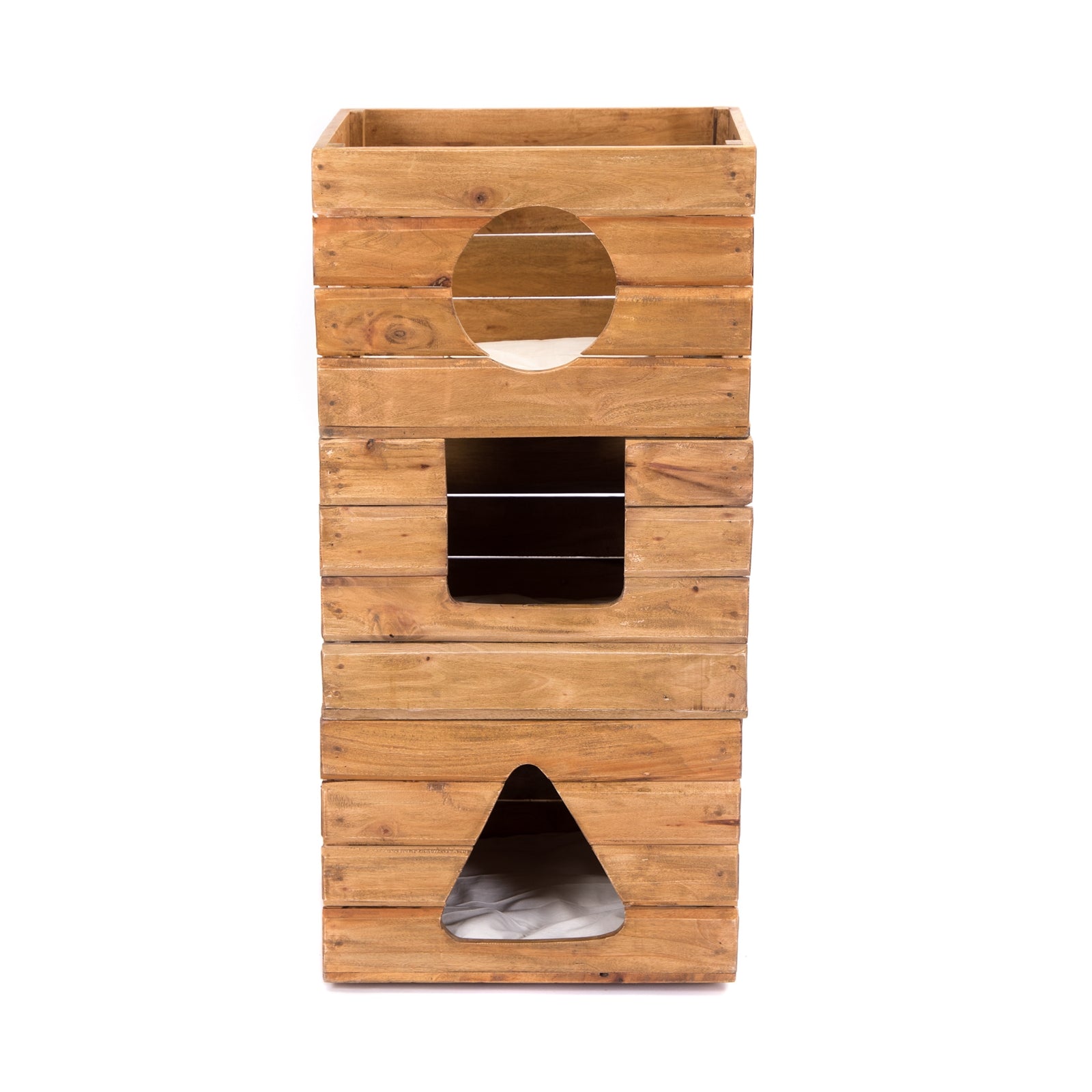 KATZENHAUS "KITTY" | Holz, 3-teilig | Katzenhütte mit Kissen