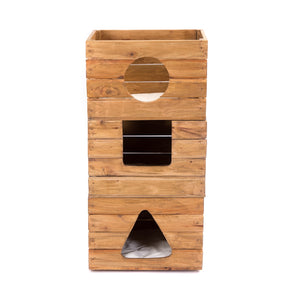 KATZENHAUS "KITTY" | Holz, 3-teilig | Katzenhütte mit Kissen