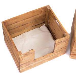 KATZENHAUS "KITTY" | Holz, 3-teilig | Katzenhütte mit Kissen