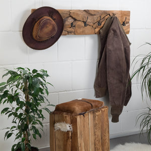 WANDGARDEROBE "MINA" | 7 Haken, 90cm | Treibholz Garderobenpaneel