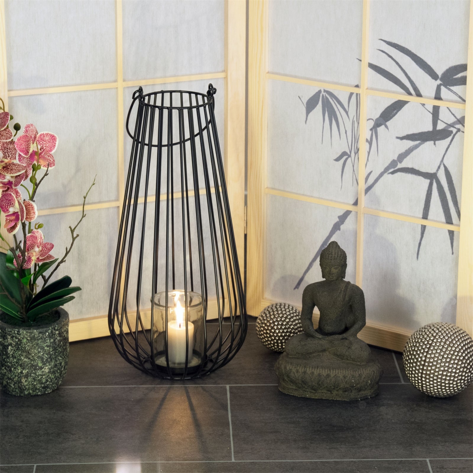 KERZENHALTER "BALTO" | 40cm, Metall | Boden Windlicht, Laterne