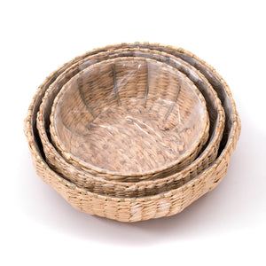 NATUR KORB SET "ELVA" | 3-teilig | Stroh Körbe, Deko Körbe