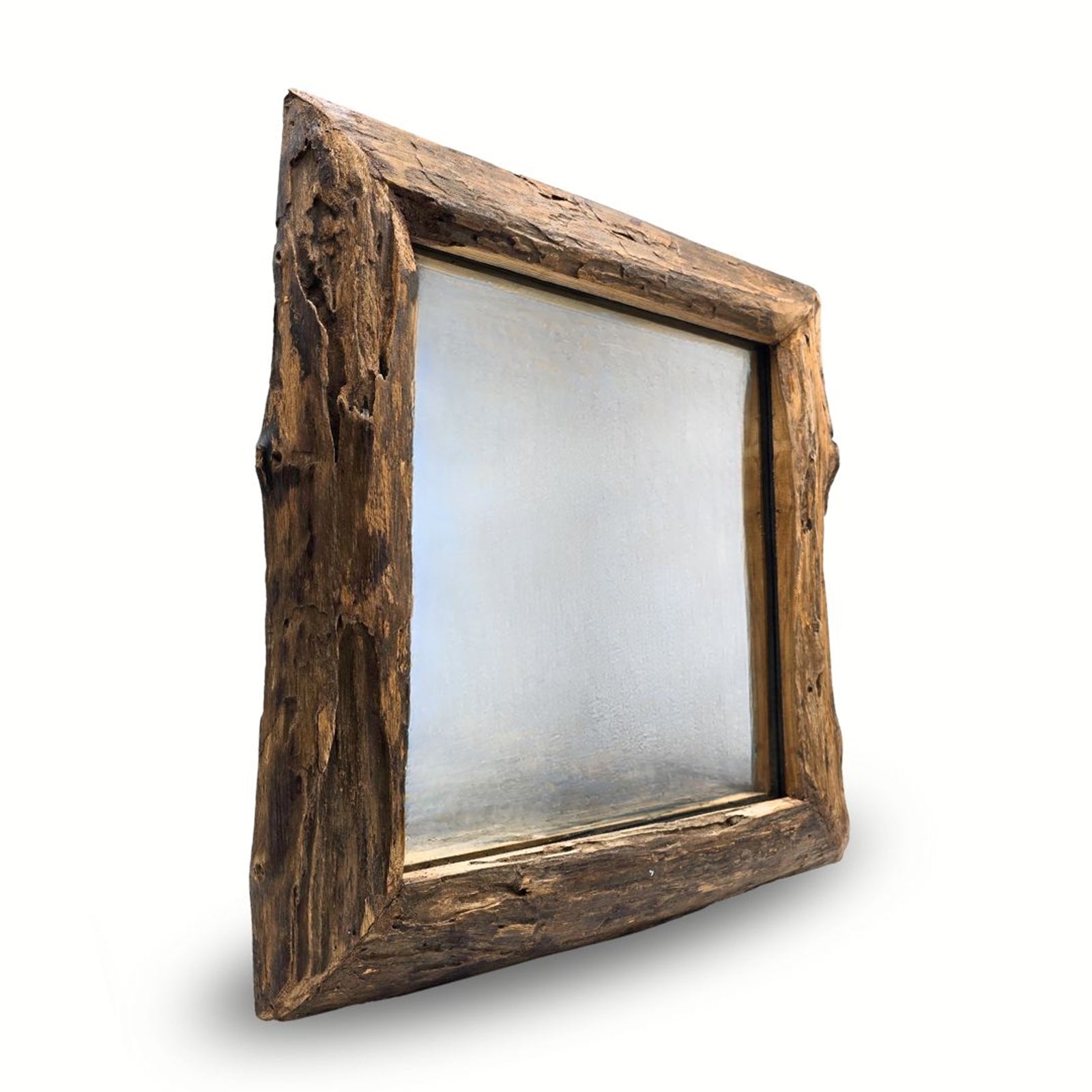 HOLZ SPIEGEL "HENNES" | 60x60cm, Massivholz | Flurspiegel, Wandspiegel