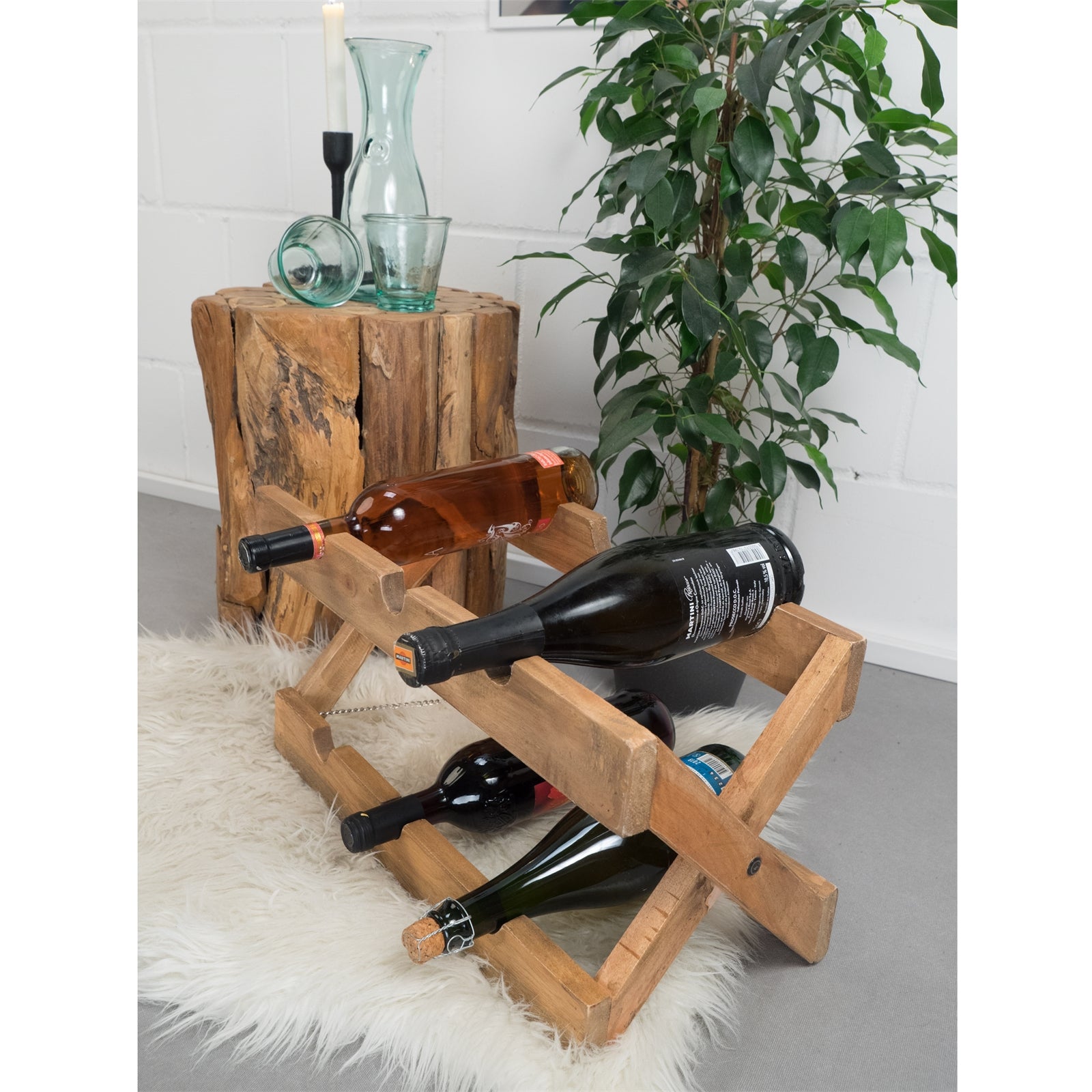 WEINREGAL "NINO" | Massivholz, 50cm | faltbares Flaschenregal