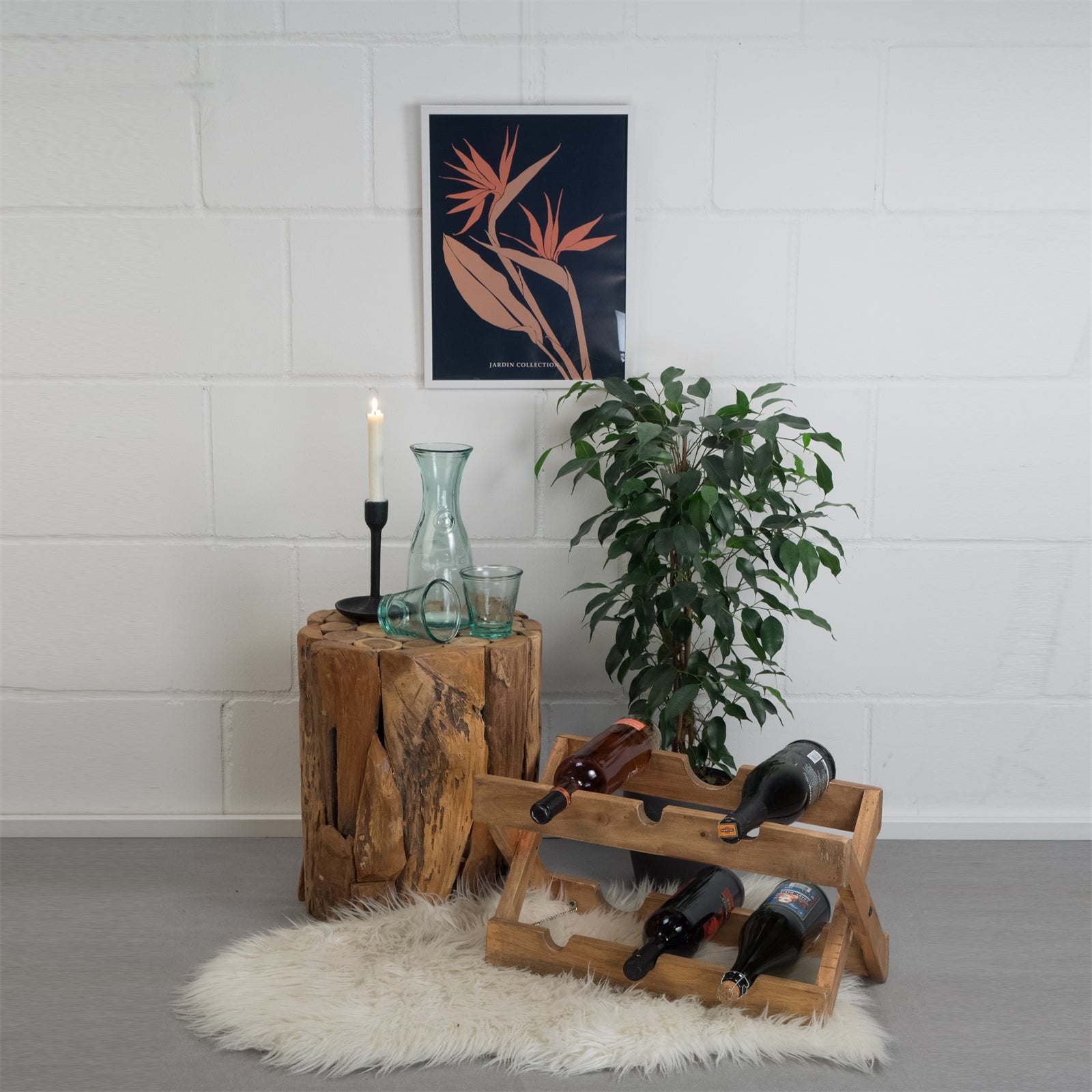 WEINREGAL "NINO" | Massivholz, 50cm | faltbares Flaschenregal