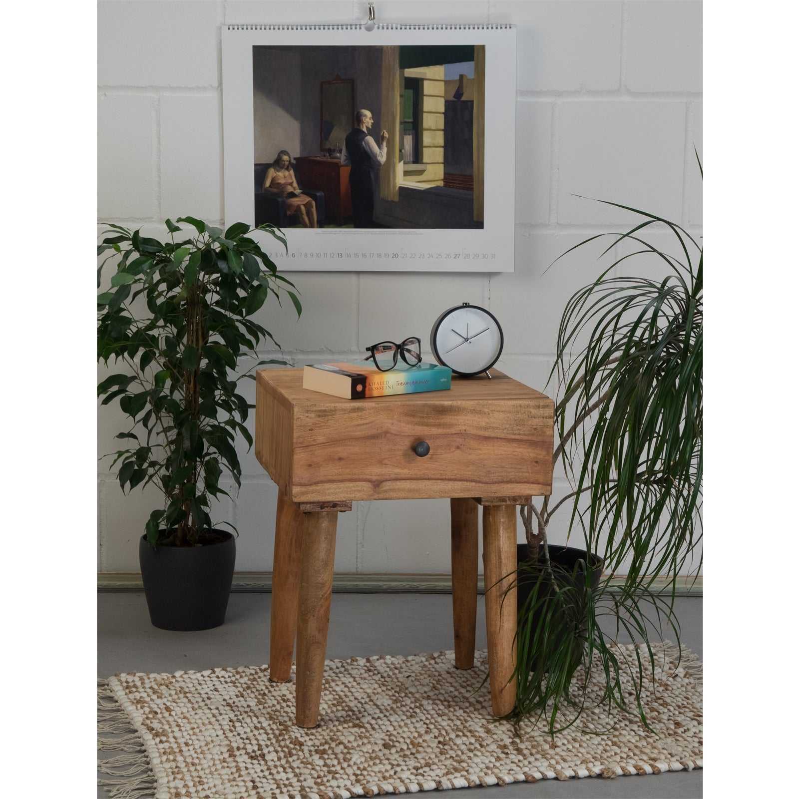 BEISTELLTISCH "SLEEK" | 50cm, Mahagoni Holz | Natur Nachttisch