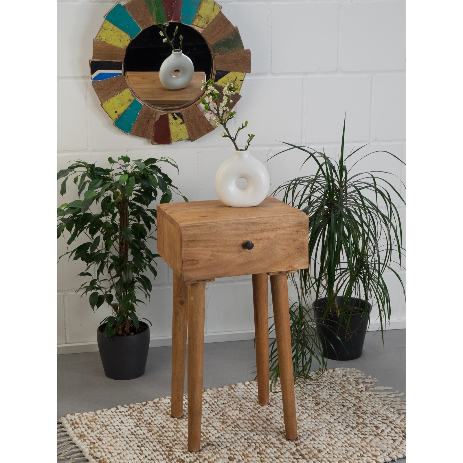 BEISTELLTISCH "BIG SLEEK" | Mahagoni Holz, 65cm | Natur Telefontisch