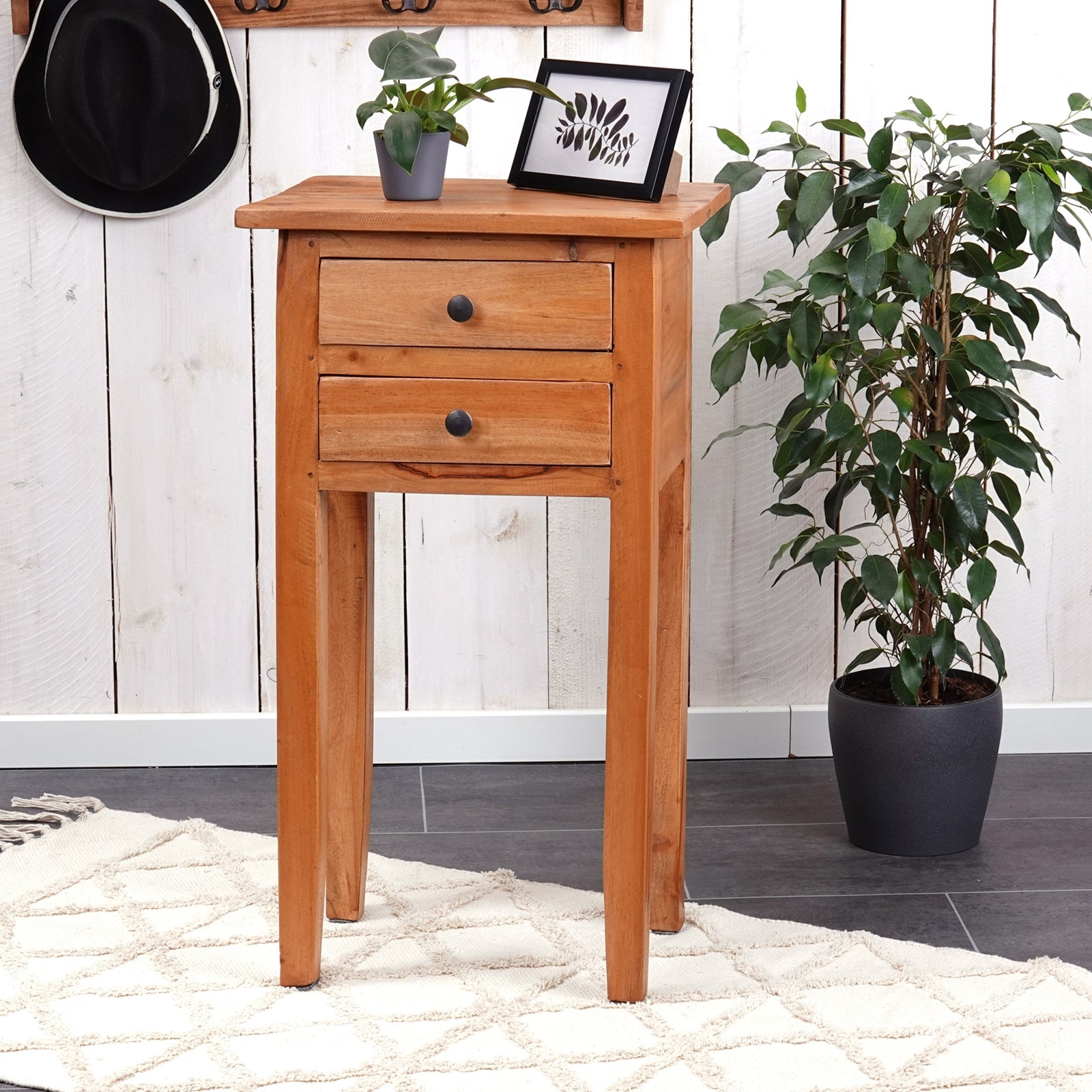 BEISTELLTISCH "RIKA" | Teakholz, 70 cm | Nachttisch, Telefontisch