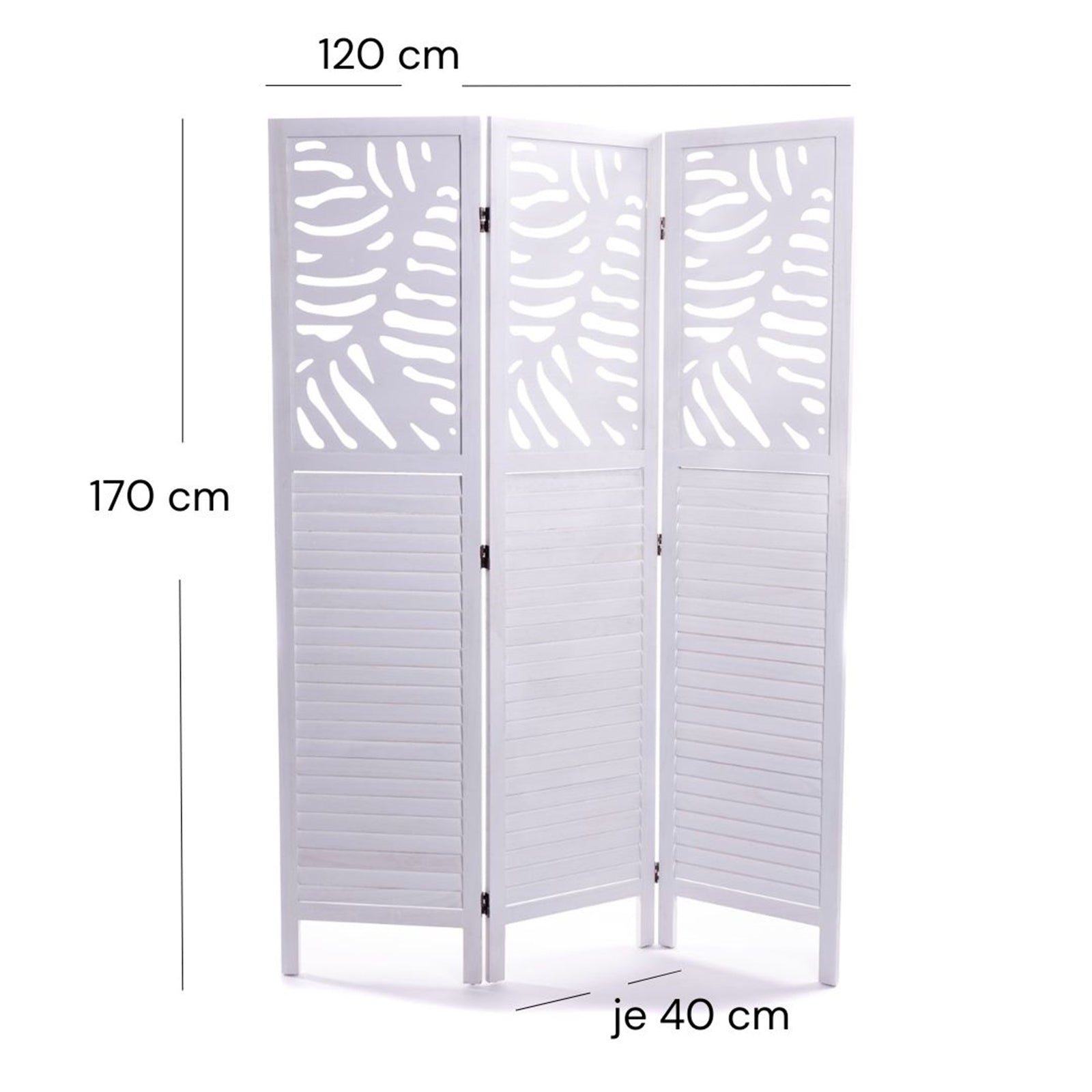 RAUMTEILER "PALM" | Holz, 170x120 cm | Weißer Paravent mit Gravur