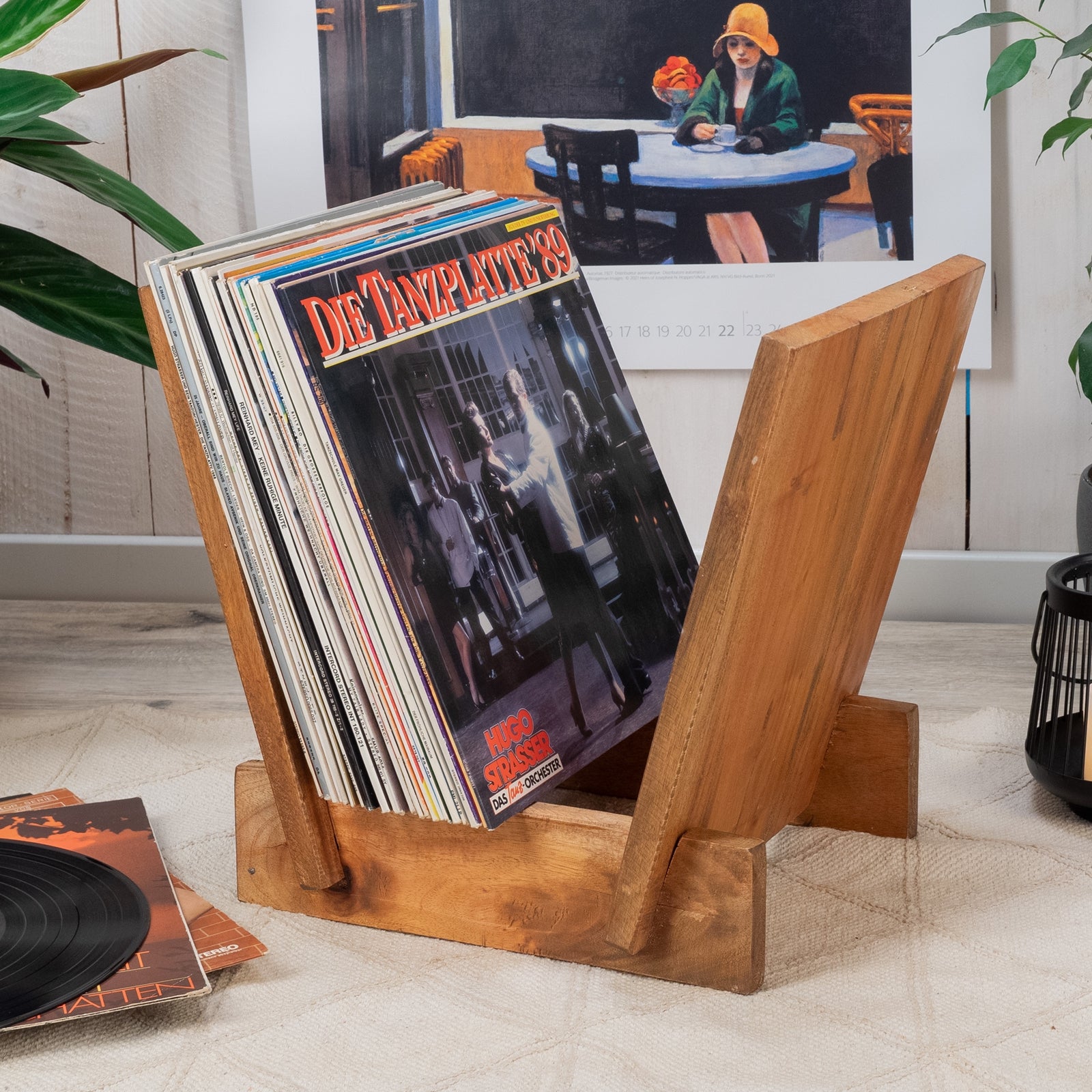 SCHALLPLATTENSTÄNDER "POP" | Massivholz, für 40 Vinylplatten | Ständer