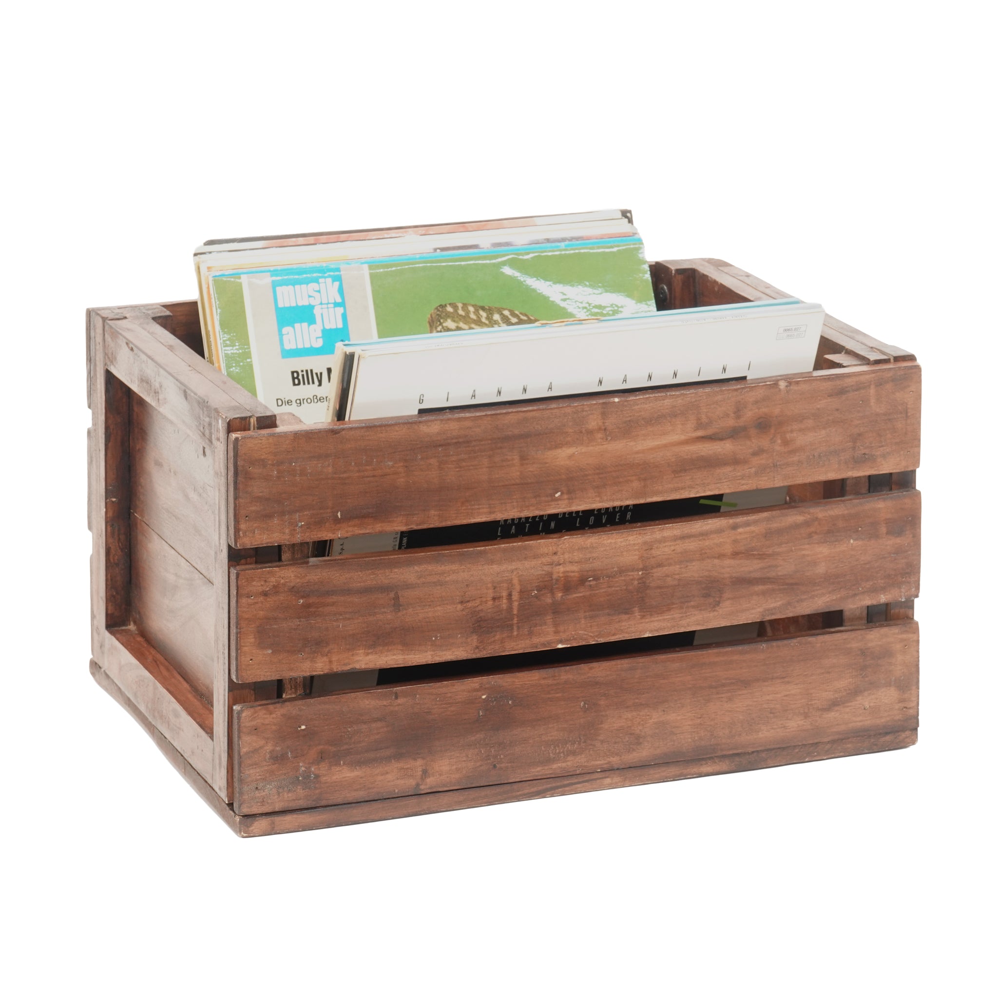 SCHALLPLATTENSTÄNDER "POP" | Massivholz, für 40 Vinylplatten | Ständer | Farbe: dunkelbraun