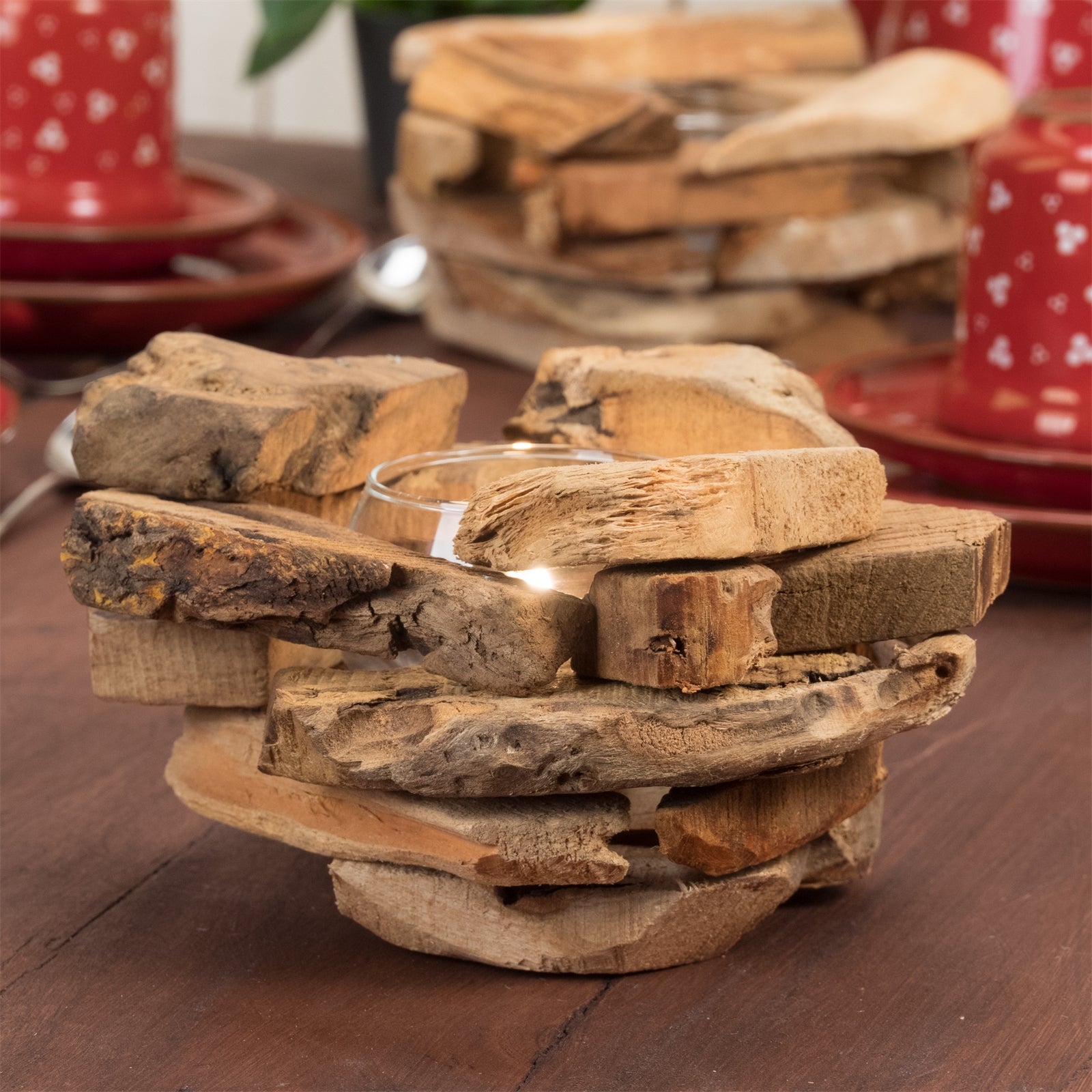 HOLZ TEELICHTHALTER "MIO" | Treibholz | Windlicht, Kerzenhalter