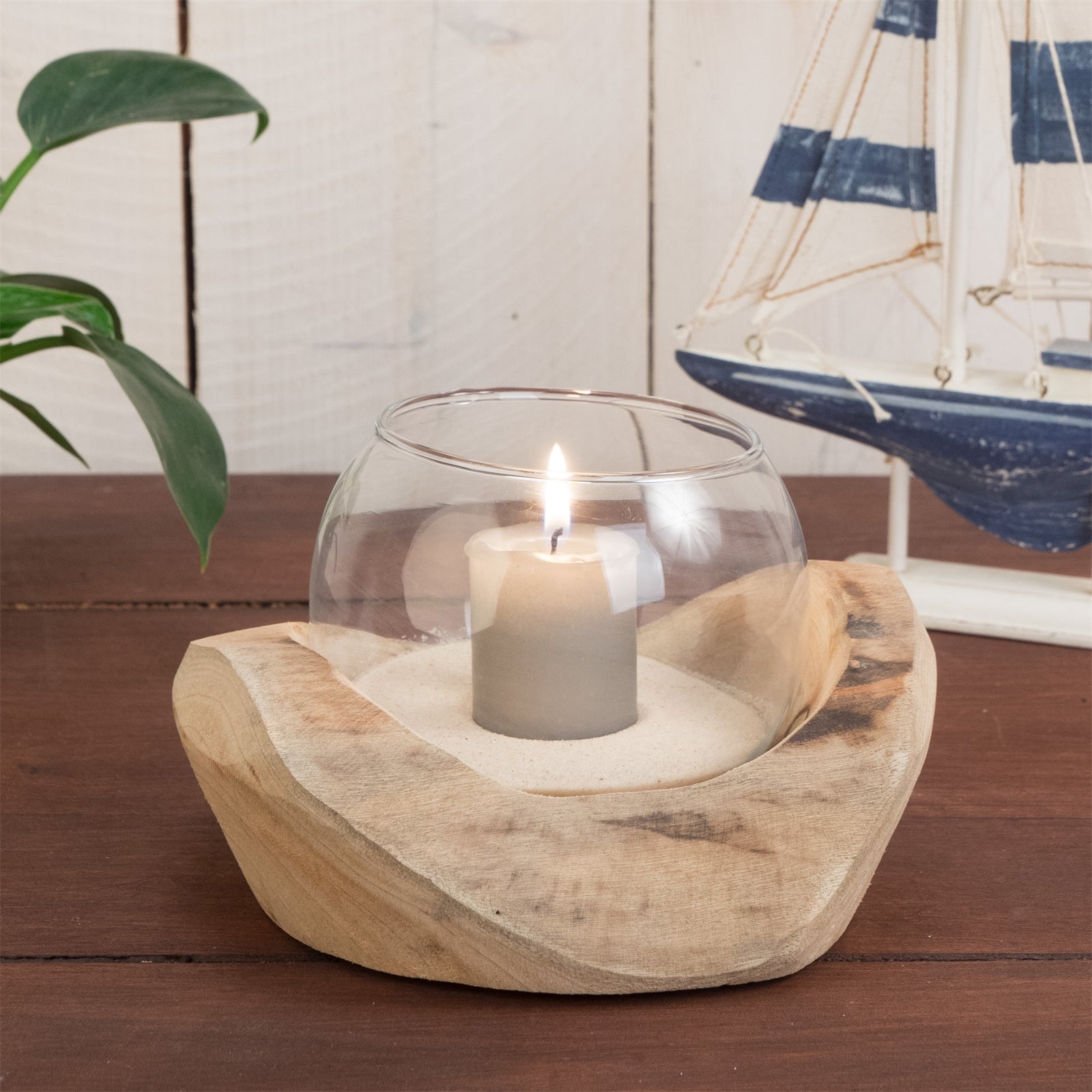 Holz mit Glaseinsatz 