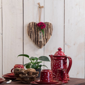 HERZ MIT REAGENZGLAS "FLOR" | Treibholz, 22cm | Hängedeko mit Vase