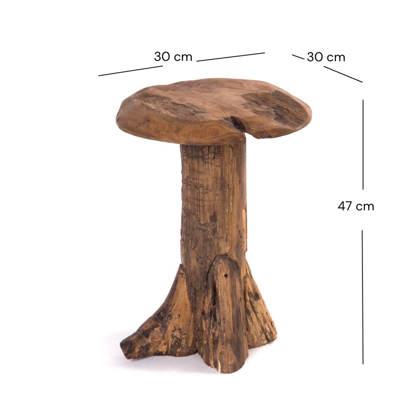 BAUMSTAMM HOCKER | Teak, 47cm | Blumen Hocker, Holz Hocker