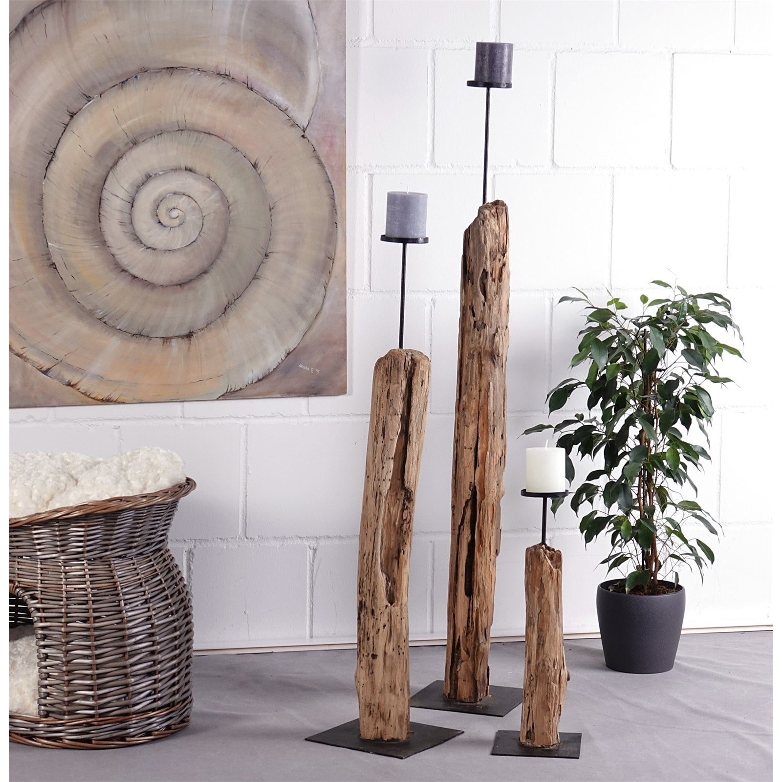 NATUR KERZENSTÄNDER "PURE" | 115 cm | Treibholz Windlicht