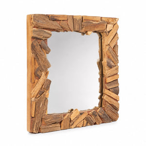 WANDSPIEGEL "PATCHWORK" | 60cm, Massivholz | Flurspiegel Holz