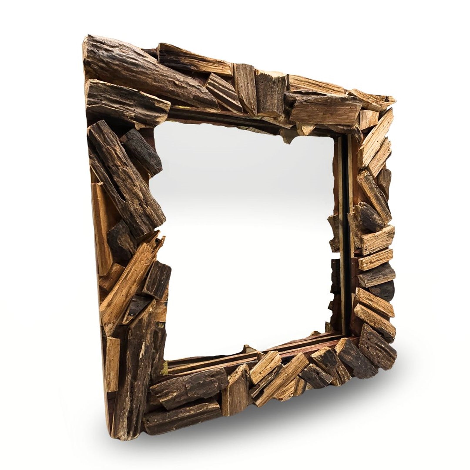 WANDSPIEGEL "PATCHWORK" | 60cm, Massivholz | Flurspiegel Holz