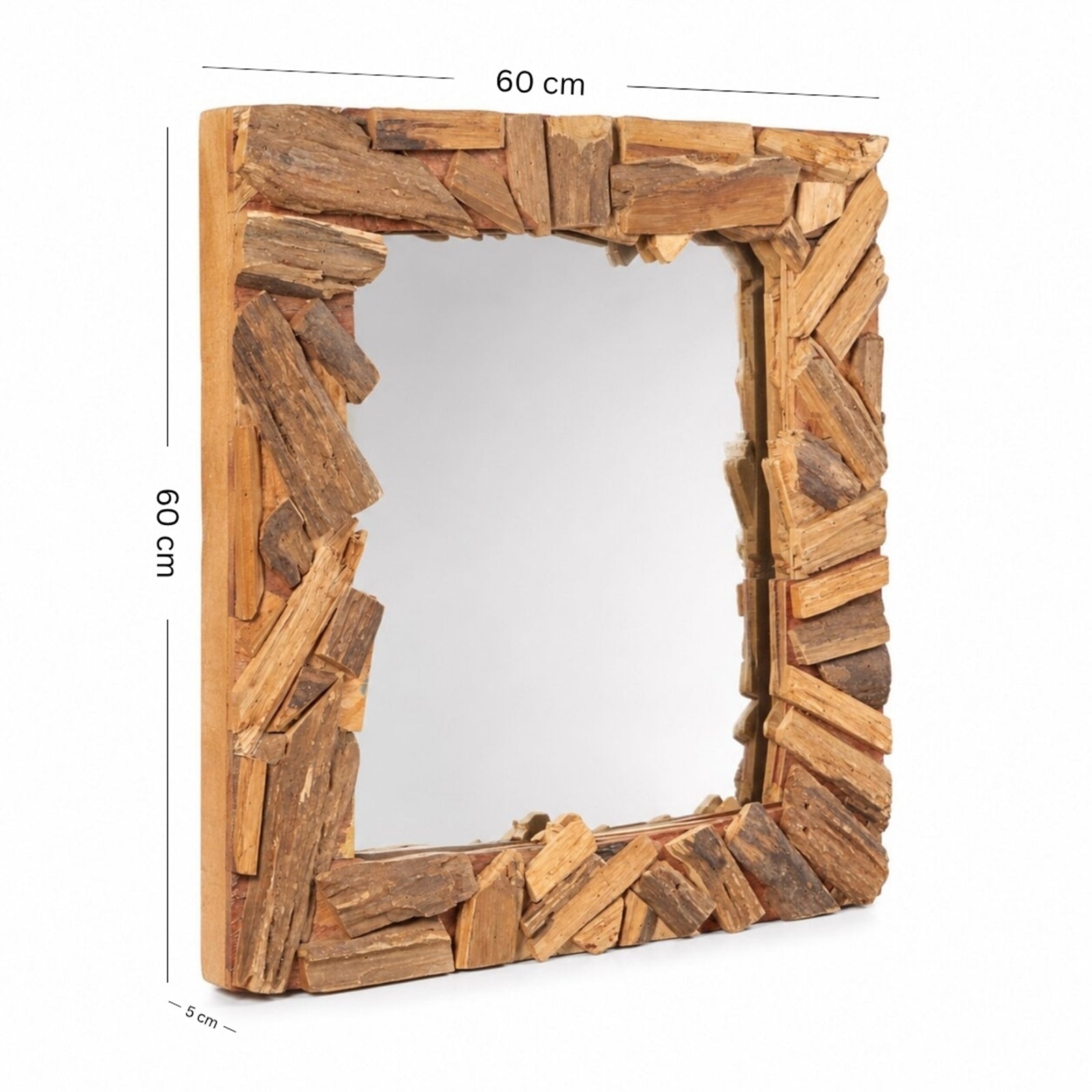 WANDSPIEGEL "PATCHWORK" | 60cm, Massivholz | Flurspiegel Holz
