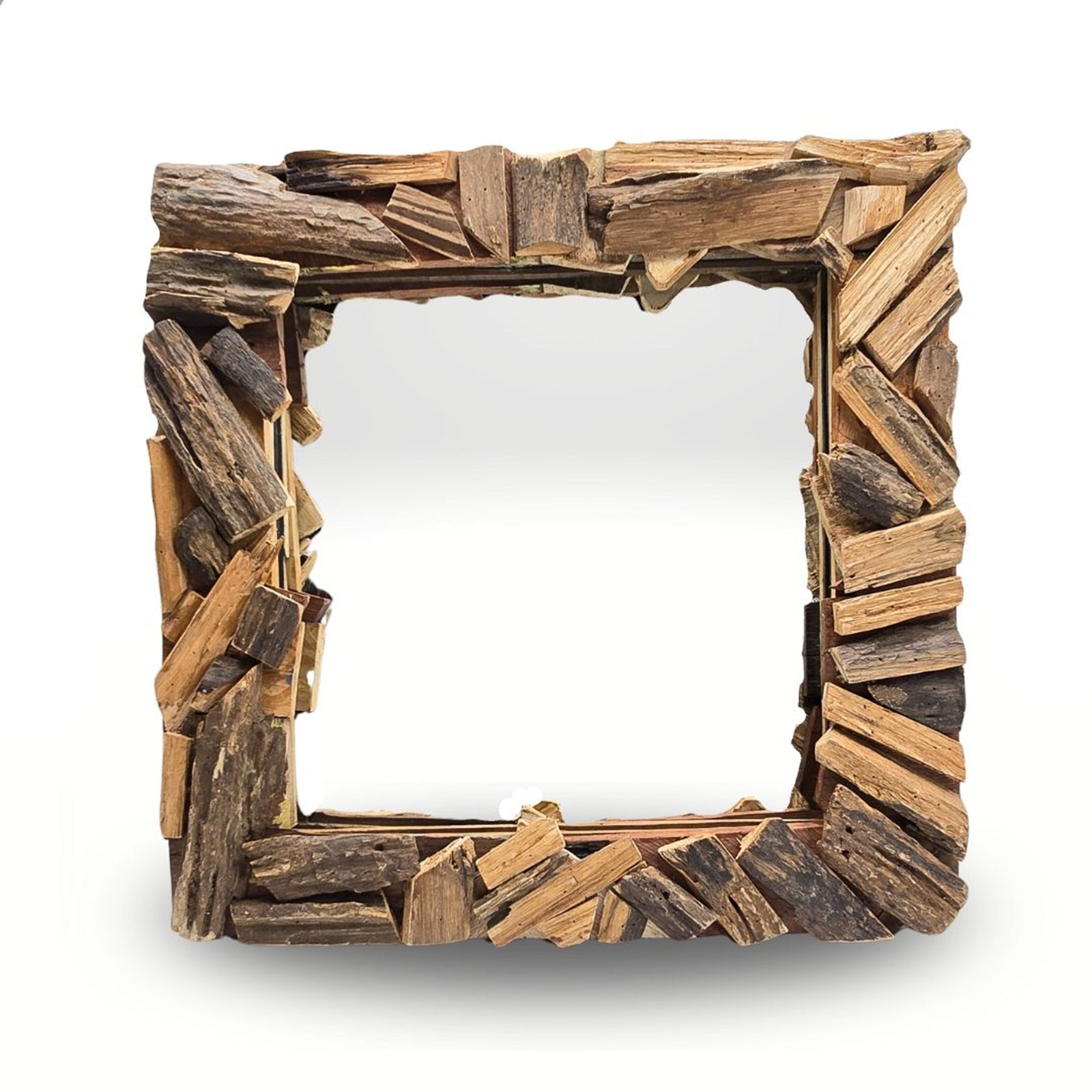 WANDSPIEGEL "PATCHWORK" | 60cm, Massivholz | Flurspiegel Holz