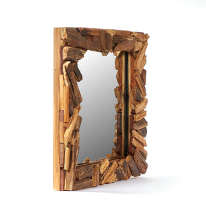 WANDSPIEGEL "PATCHWORK" | 60cm, Massivholz | Flurspiegel Holz
