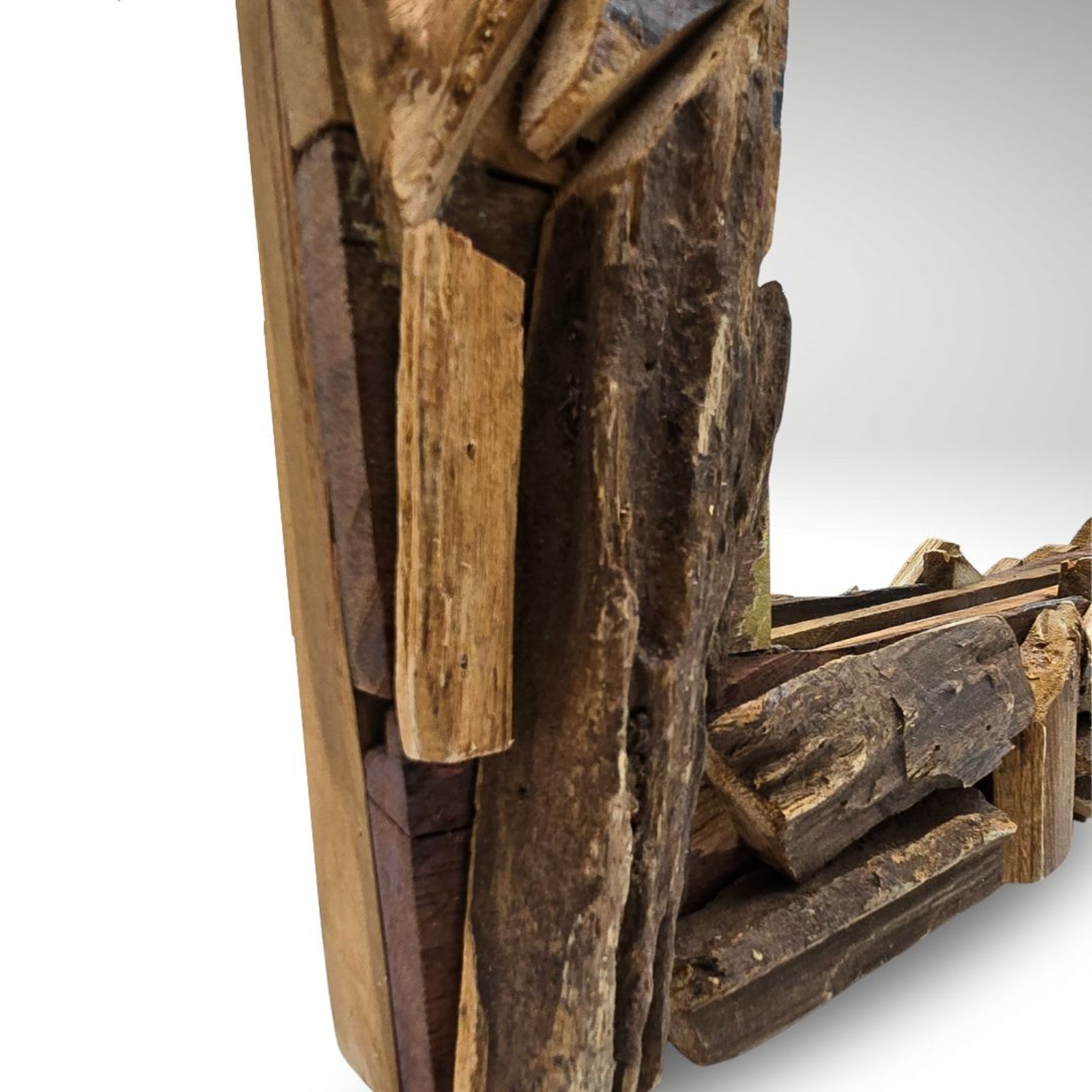 WANDSPIEGEL "PATCHWORK" | 60cm, Massivholz | Flurspiegel Holz