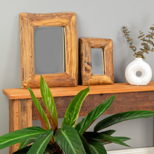 WANDSPIEGEL "BASE A" | 40cm, Massivholz | Natur Holzspiegel