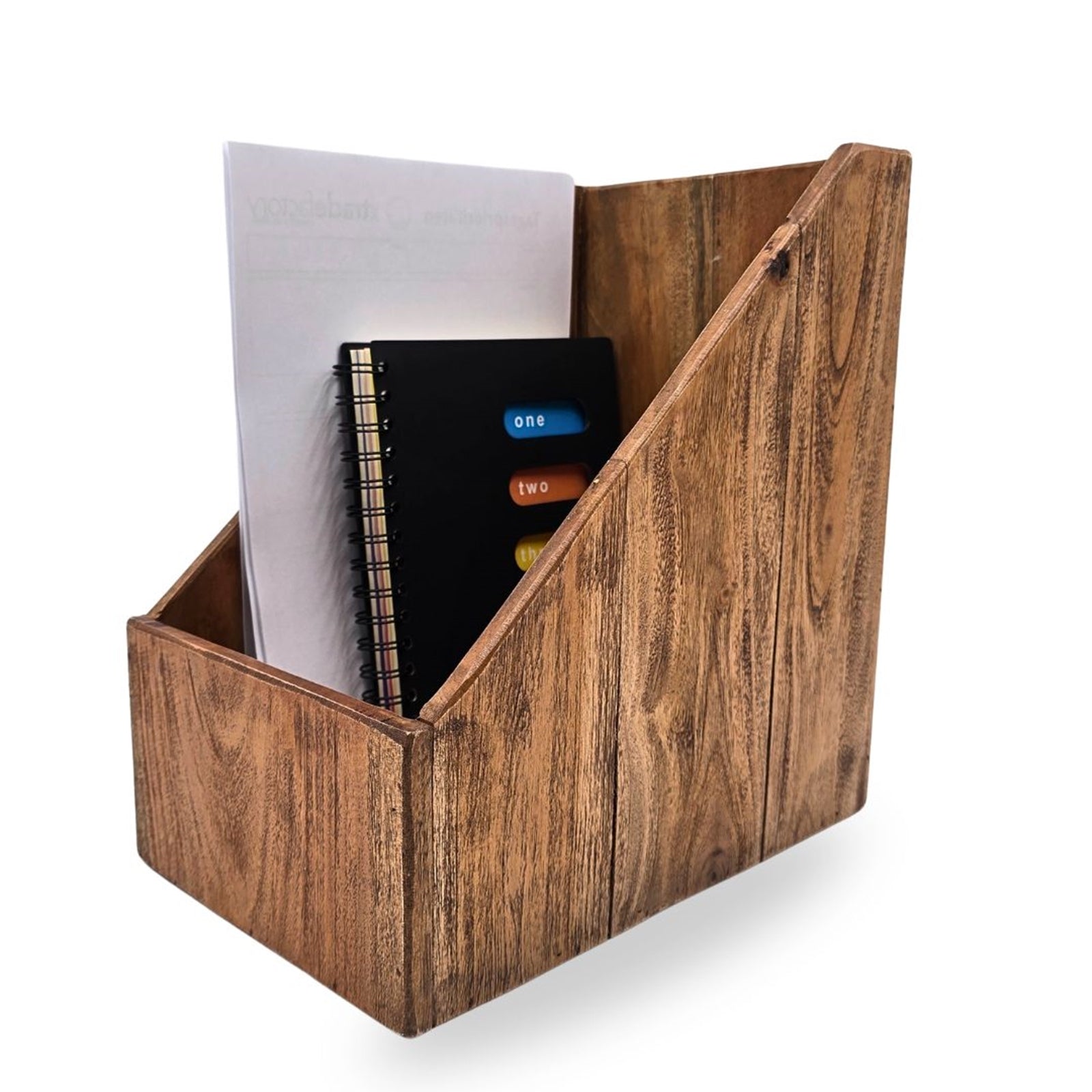 BREITER STEHSAMMLER "BIG NOTA" | 30cm, Mahagoni Holz | Büroorganizer