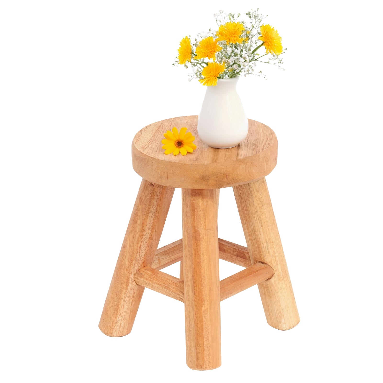 PFLANZEN HOCKER "MALIK" | Mahagoni Holz, 19cm | Kleiner Blumen Schemel