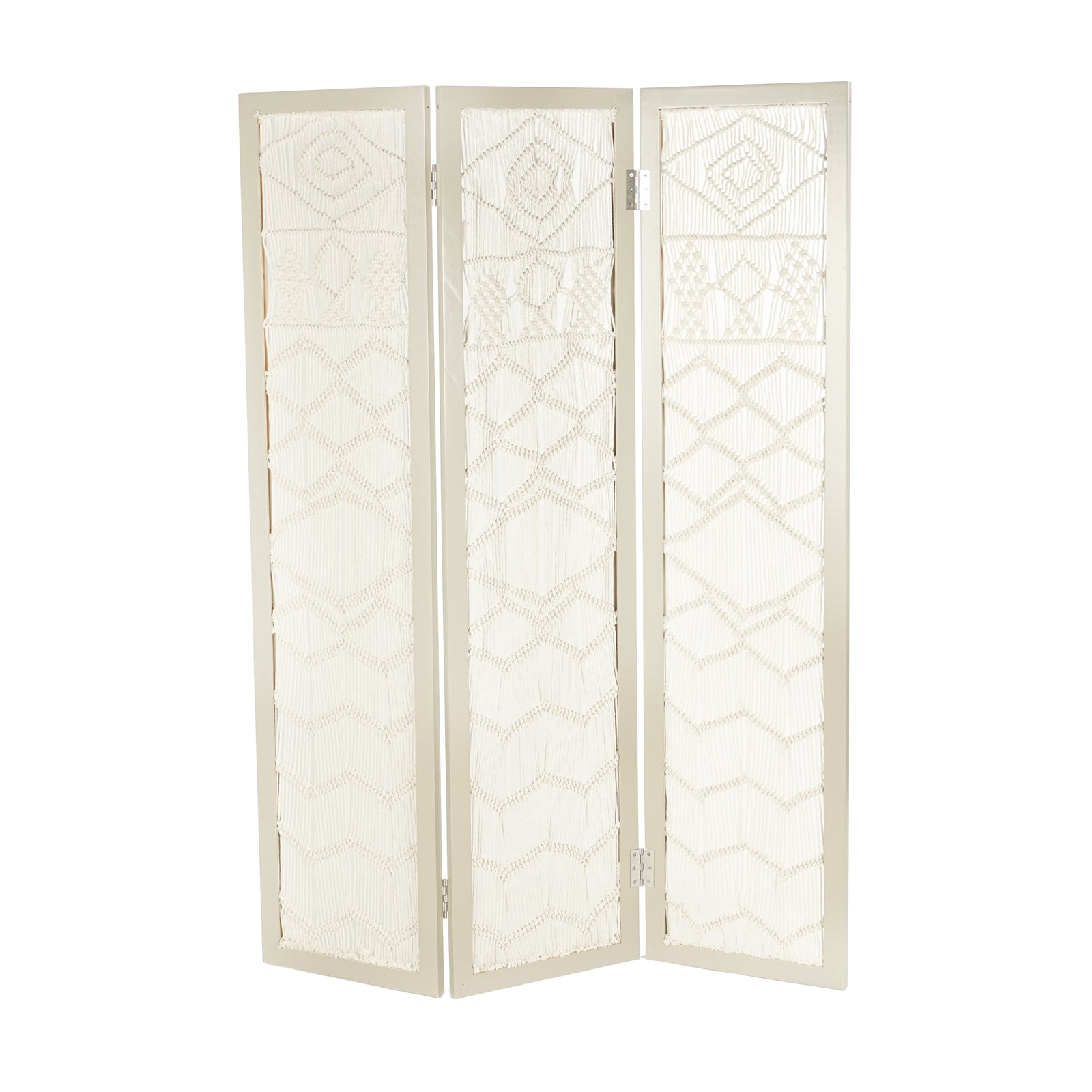 RAUMTEILER "INDIAN SUMMER" | 170x120cm, Makramee, weiß | Deko Paravent