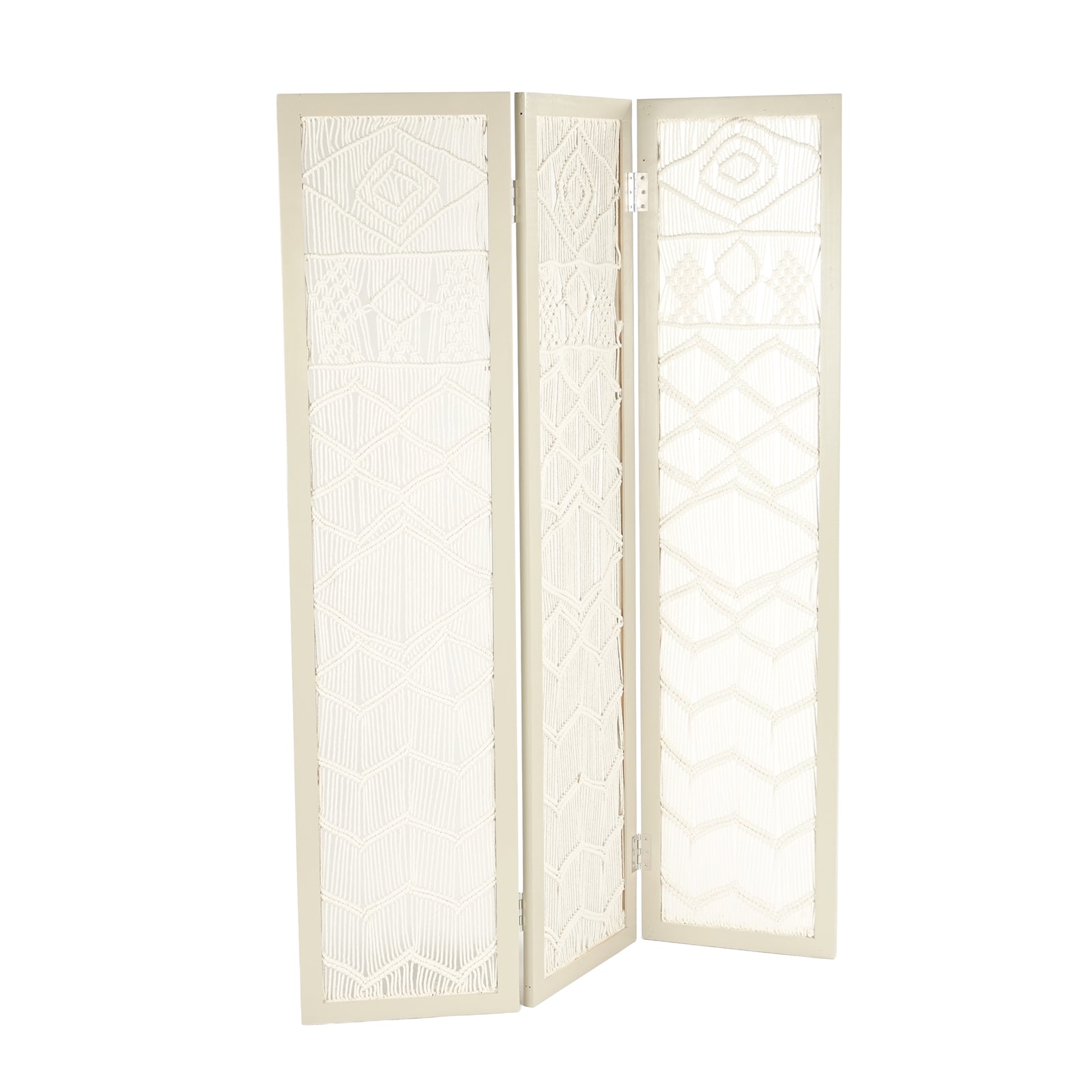 RAUMTEILER "INDIAN SUMMER" | 170x120cm, Makramee, weiß | Deko Paravent